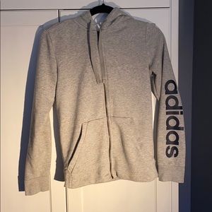 Adidas gray zip up sweatshirt.